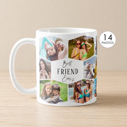Bester Freund ever 14-Foto-Collage Sechseck-Muster Kaffeetasse