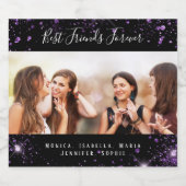 Bester Freund für immer Foto schwarzer lila Glitze Schaumweinetikett (Einzelnes Label)