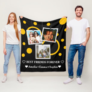 Bester Freund für immer, personalisiert 3 Fotos u Fleecedecke