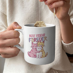 Bester Freund für immer Süße Katzen Typografie Zweifarbige Tasse