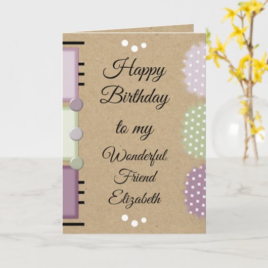 Bester Freund Geburtstag rustikale Pflaume Karte (Gelbe Blume)