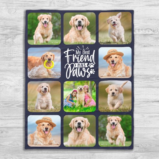 Bester Freund hat Paws Pet Foto Collage Hund Lover Fleecedecke