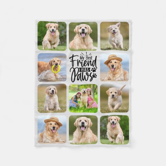 Bester Freund hat Paws Pet Foto Collage Hund Lover Fleecedecke (Vorderseite)