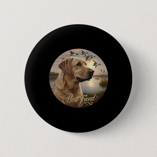 Bester Freund Jagdgelben Labrador Hund mit Enten Button (Vorderseite)