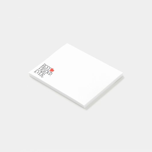 Bester Freund je Freundschaft Herztypografie Post-it Klebezettel (angewinkelt)