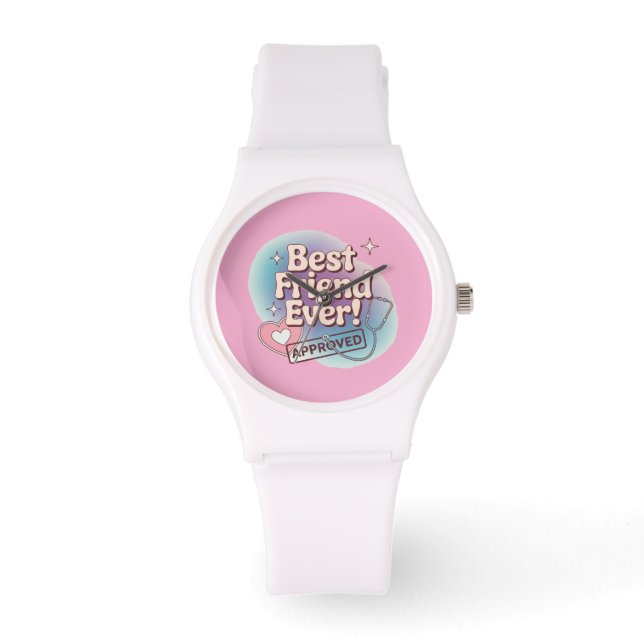 Bester Freund je, gebilligtes Textdesign Armbanduhr (Vorderseite)