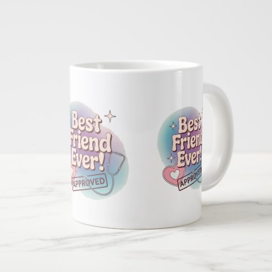 Bester Freund je, gebilligtes Textdesign Jumbo-Tasse (Vorderseite Rechts)