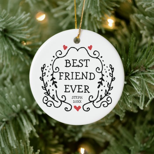 Bester Freund je Personalisierte Bestie BESTE FREU Keramik Ornament (Baum)