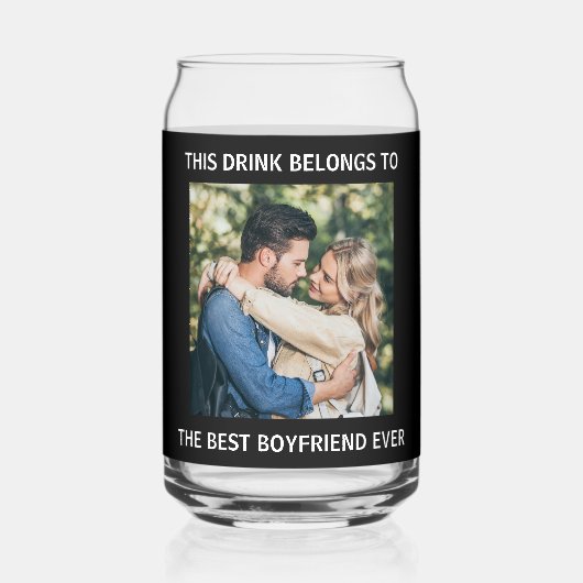 Bester Freund je Personalisiertes Foto Schwarz Dosenglas (Vorderseite)