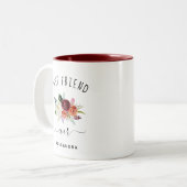 Bester Freund je | Trendy Burgundy Boho Floral Zweifarbige Tasse (Vorderseite Links)