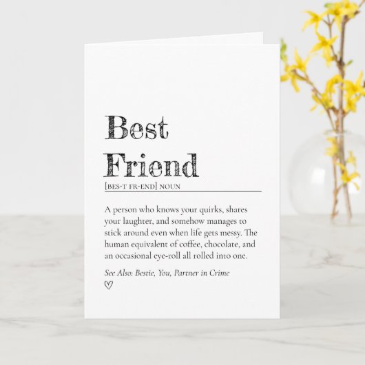 Bester Freund Moderner Wortdefinitionsstil Karte (Gelbe Blume)