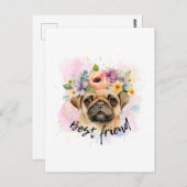 Bester Freund Mops für Hunde und Möpsen Liebhaber Postkarte (Vorne/Hinten)