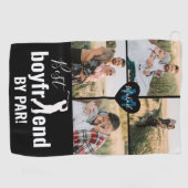 Bester Freund nach Par Foto Collage Monogram Golfhandtuch (Horizontal)