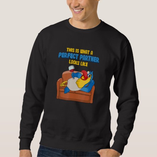 Bester Freund Papagei mit Wein auf Sofa Sweatshirt (Vorderseite)