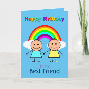 Bester Freund Regenbogen Personalisierter Geburtst Karte