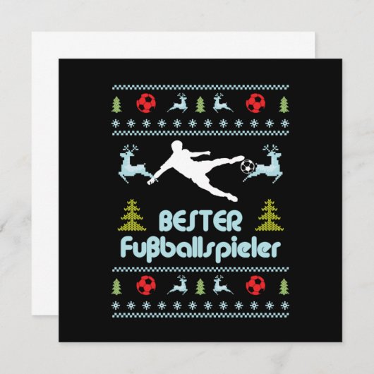 Bester Fuballspieler Ugly Sweater Christmas Gift Einladung (Vorne/Hinten)