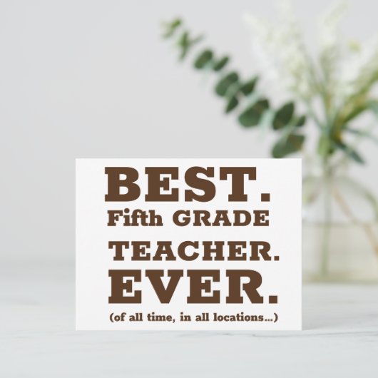 Bester Fünfter Lehrer je Postkarte (Stehend Vorderseite)