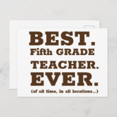 Bester Fünfter Lehrer je Postkarte (Vorne/Hinten)
