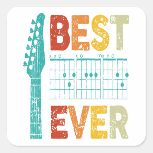 Bester Gitarrenpapa je chordet beste Papa Gitarre  Quadratischer Aufkleber