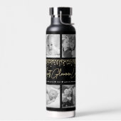 Bester Glamma je 10 Foto Collage Gold Glitzer Trinkflasche (Links)