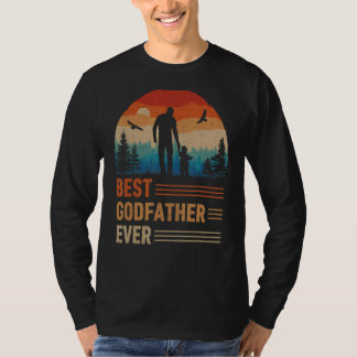 Bester Godvater je Men Retro Vintager Sonnenunterg T-Shirt