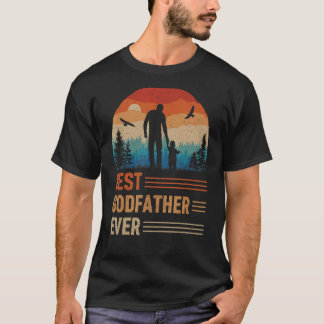 Bester Godvater je Men Retro Vintager Sonnenunterg T-Shirt