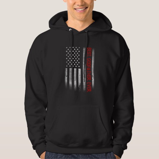 Bester Godvater je Vintage amerikanische Flagge fü Hoodie (Vorderseite)