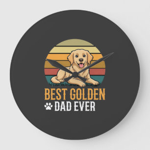 Bester Golden Retriever-Vater Aller Zeiten Retro H Große Wanduhr