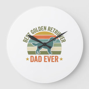 Bester Golden Retriever-Vater Aller Zeiten Vintage Große Wanduhr