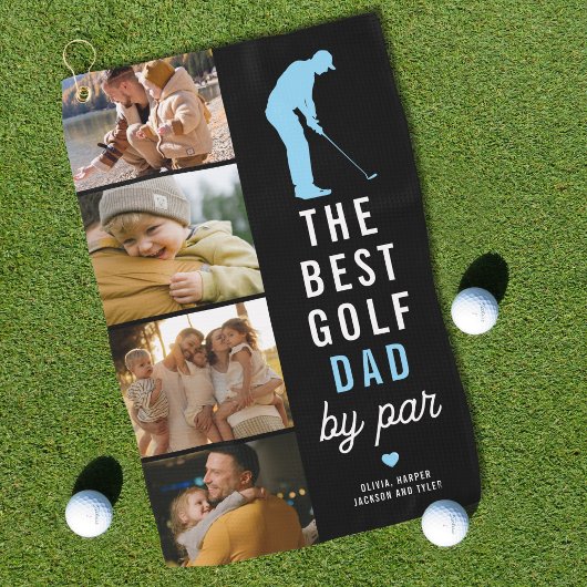 Bester Golf-Vater Par 4 Foto-Collage Golfhandtuch