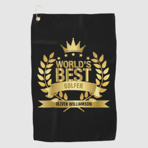 Bester Golfer der Welt Black and Gold 5 Sterne Golfhandtuch