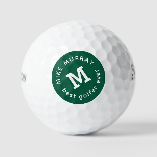 Bester Golfer je grün Mit Monogramm Golfball (Vorderseite)