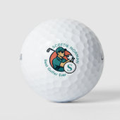 Bester Golfer je Moderner Retro-Mit Monogramm Golfball (Vorderseite)