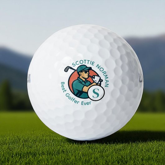 Bester Golfer je Moderner Retro-Mit Monogramm Golfball