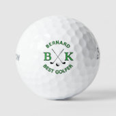 Bester Golfer Monogram Golf Ball Green Name (Vorderseite)
