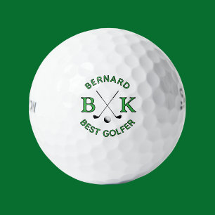 Bester Golfer Monogram Golf Ball Green Name