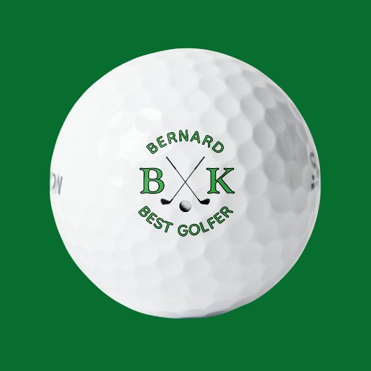 Bester Golfer Monogram Golf Ball Green Name