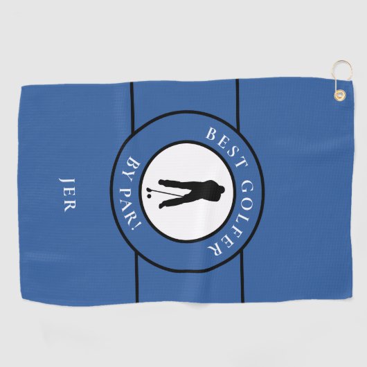 Bester Golfer per Par Monogram Sportmens Blue Blac Golfhandtuch (Horizontal)