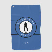 Bester Golfer per Par Monogram Sportmens Blue Blac Golfhandtuch (Vorderseite)