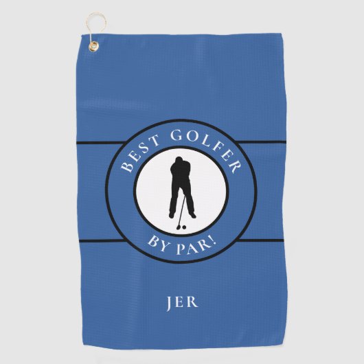 Bester Golfer per Par Monogram Sportmens Blue Blac Golfhandtuch (Vorderseite)