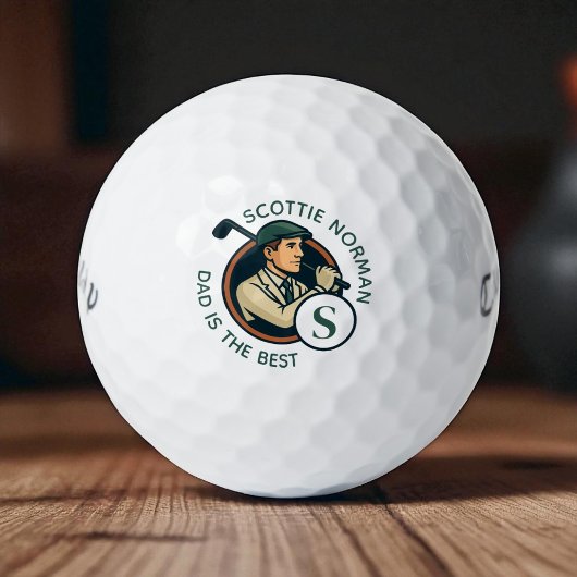Bester Golfer Vater Retro Mit Monogramm Golfball