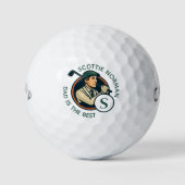 Bester Golfer Vater Retro Mit Monogramm Golfball (Vorderseite)