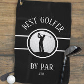 Bester Golfer von Par Golf Custom Monogram Black Golfhandtuch