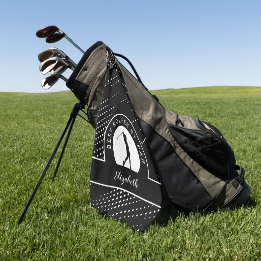 Bester Golfer von Par Modernes Monogram Sportschwa Golfhandtuch (Gras)