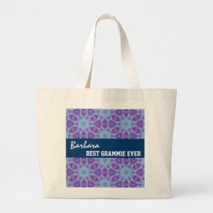 Bester Grammie überhaupt lila Türkis-Blumenmuste Jumbo Stoffbeutel