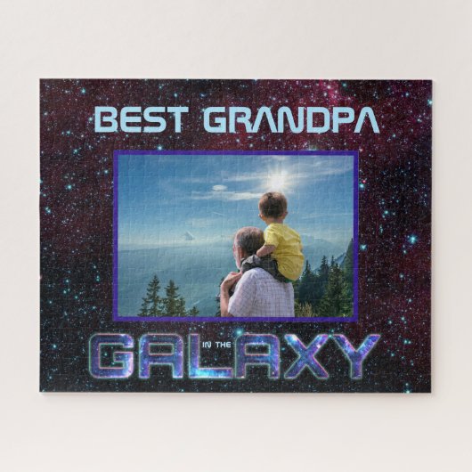 Bester Grandpa Cosmic Blue Celestial Glitzer Text Puzzle (Horizontal)