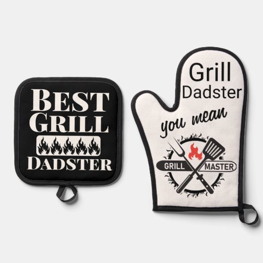 Bester Grill Meister I Gemein Dadster Ofenhandschuh & Topflappen-Set (Vorderseite)