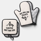 "Bester Grill-Vater je Oven Mitt und Pot Holder Ofenhandschuh & Topflappen-Set (Vorderseite/Rückseite)