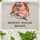 Bester Griller Pig Mascot Personalisiert Geschirrtuch (Gefaltet)