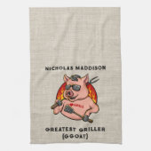 Bester Griller Pig Mascot Personalisiert Geschirrtuch (Vertikal)